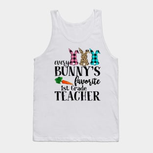 Every Bunny's Favorite 1st Grade Teacher Leopard Buffalo Bunny Easter Day Tank Top